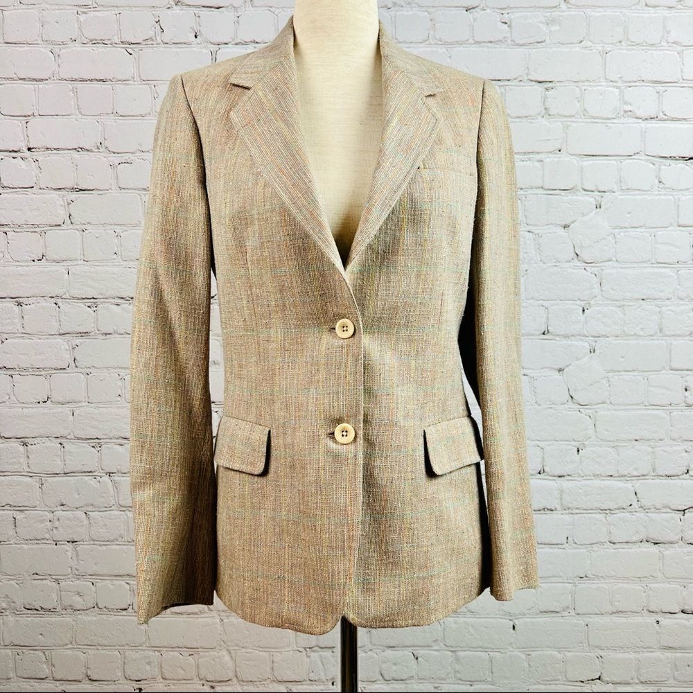 Vintage 70s Austin Reed of Regent Street Union Made in USA Tan Tweed Blazer